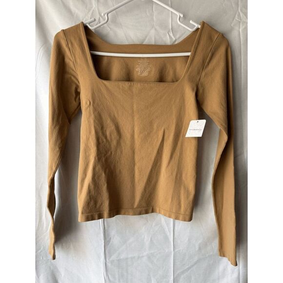 Intimately Free People Square Neck Nude Cropped Long Sleeve Size Medium / Large - Picture 1 of 2